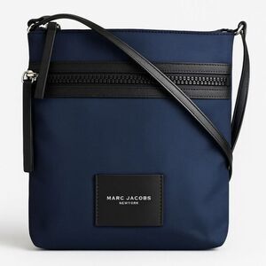 Marc Jacobs Blue Nylon Leather-Trimmed Crossbody Bag Adjustable Strap Pockets